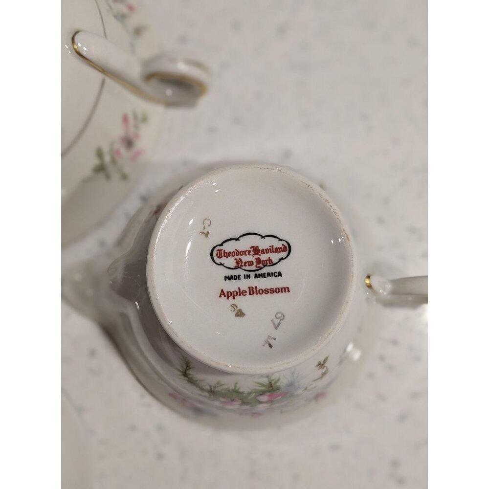 Vintage Theodore Haviland Apple Blossom Cream Sugar Set - Picture 10 of 16